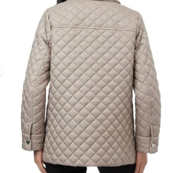 Anne Klein Women's Side Slit Puffer Quilt Jacket Snap Button Tan (Beige) M or XL - Picture 2 of 15